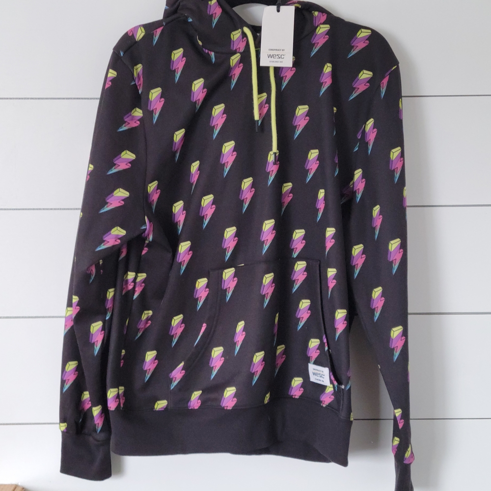 Wesc Black Hoodie with Colorful Lightning Bolts